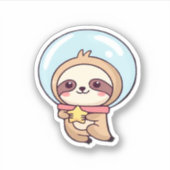 Kawaii Chibi Sloth Astronaut � Niedlich Space Slot Aufkleber (Vorderseite)
