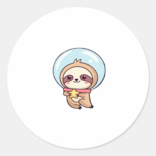 Kawaii Chibi Sloth Astronaut � Niedlich Space Slot Runder Aufkleber