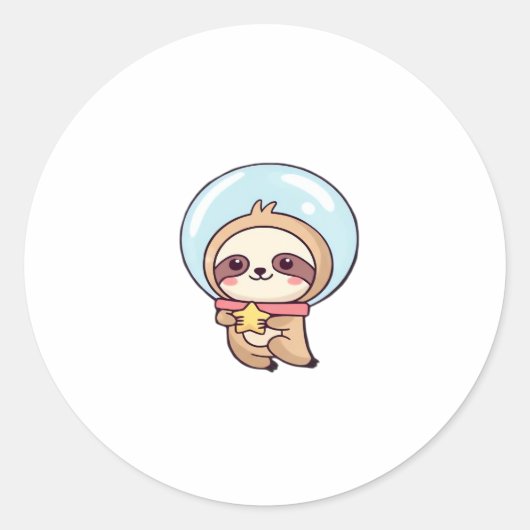 Kawaii Chibi Sloth Astronaut � Niedlich Space Slot Runder Aufkleber (Vorderseite)