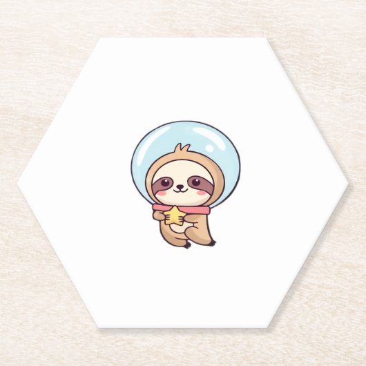 Kawaii Chibi Sloth Astronaut � Niedlich Space Slot Untersetzer (Vorderseite)