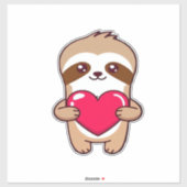 Kawaii Chibi Sloth Hugging Herz � Niedlich Adorabl Aufkleber (Blatt)