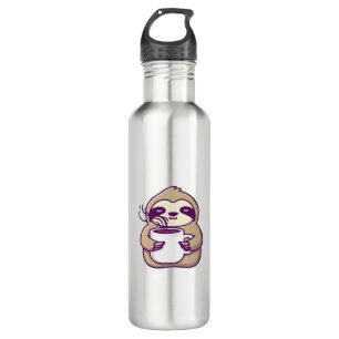 Kawaii Chibi Sloth mit Kaffee-Tasse � Niedliche Sc Edelstahlflasche