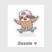 Kawaii Chibi Sloth Skater � Niedlich Funny Skatebo Aufkleber (Blatt)