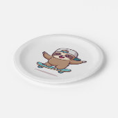 Kawaii Chibi Sloth Skater � Niedlich Funny Skatebo Pappteller (Schrägansicht)
