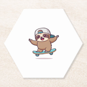Kawaii Chibi Sloth Skater � Niedlich Funny Skatebo Untersetzer