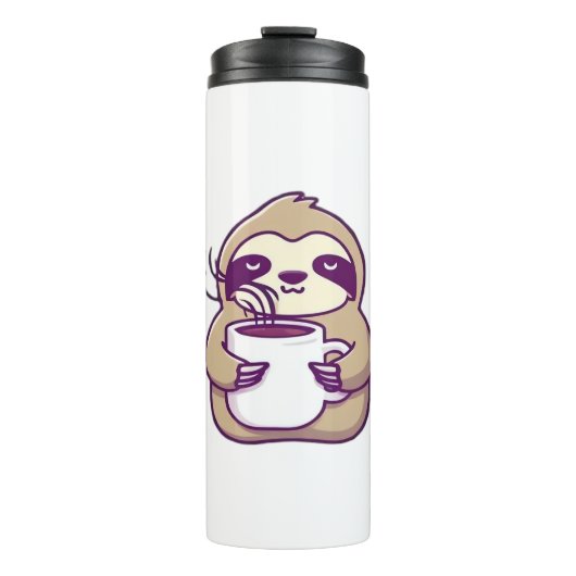 Kawaii Chibi Sloth with Coffee Mug � Cute Sleepy A Thermosbecher (Vorderseite)