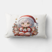 Kawaii Chibi Weihnachtsmann Mädchen Weihnachten Lendenkissen (Vorderseite)