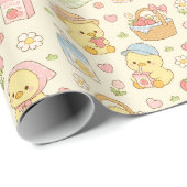 Kawaii Chicken Picnic Pattern Wrapping Paper Geschenkpapier (Rolleneckpunkt)