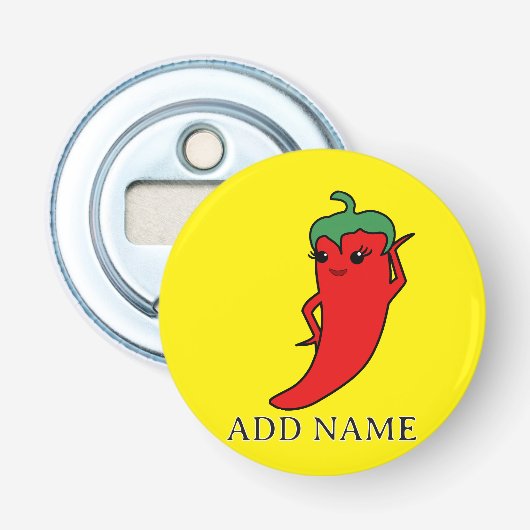 Kawaii Chili Pepper Diva Custom Flaschenöffner (Vorderseite)