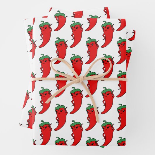 Kawaii Chili Pepper Diva Custom Geschenkpapier Set (Beispiel)