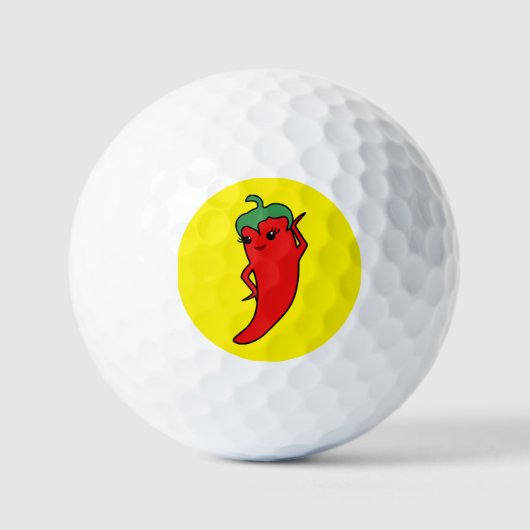 Kawaii Chili Pepper Diva Custom Golfball (Vorderseite)
