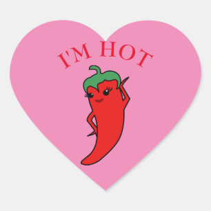 Kawaii Chili Pepper Diva Custom Herz-Aufkleber
