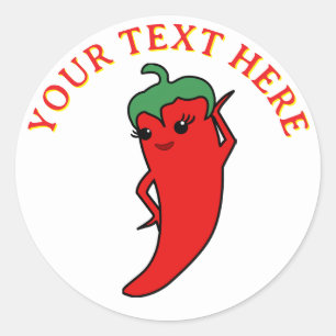 Kawaii Chili Pepper Diva Custom Runder Aufkleber