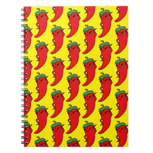 Kawaii Chili Pepper Drawing Pattern Notizblock (Vorderseite)