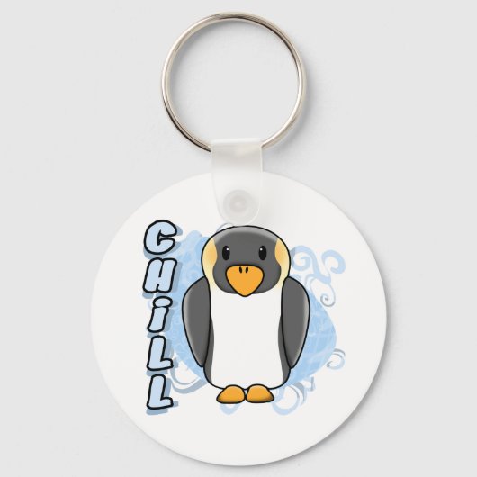 Kawaii Chill Penguin Schlüsselanhänger (Vorderseite)