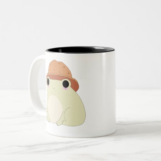 Kawaii Chilling Frog-Geschenk Zweifarbige Tasse (Vorderseite Links)