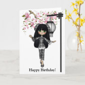 Kawaii China-Puppen-Karte Karte (Gelbe Blume)