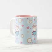 Kawaii Chinchilla im Teacup mit Plätzchen und Zweifarbige Tasse (Vorderseite Links)