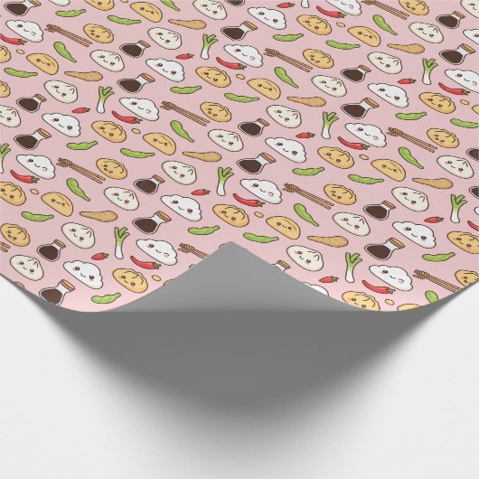 Kawaii Chinese Food theme Wrapping Paper Geschenkpapier (Ecke)
