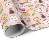 Kawaii-Chinesisches-Essen-Themen-Geschenkpapier Geschenkpapier (Rolleneckpunkt)