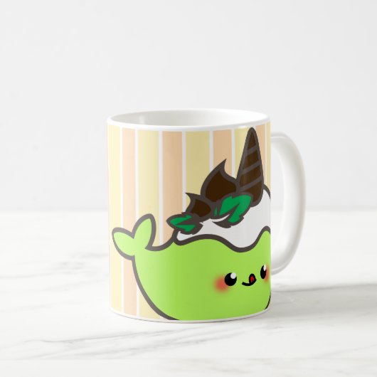 Kawaii Chocolate Chip Mint Narwhal Kaffeetasse (VorderseiteRechts)