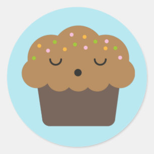 Kawaii Chocolate Cupcake Runder Aufkleber