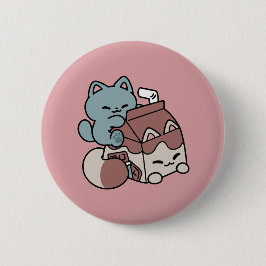 Kawaii Chocolate Milk Cat – Cozy Drink & Cuteness  Button