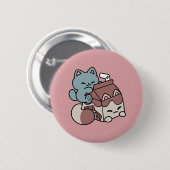 Kawaii Chocolate Milk Cat – Cozy Drink & Cuteness Button (Vorne & Hinten)