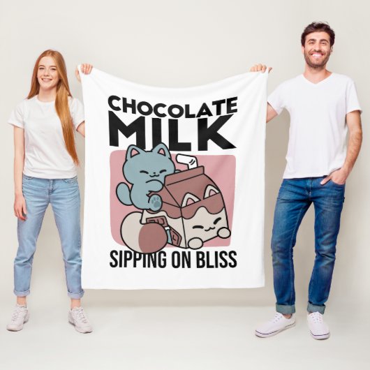Kawaii Chocolate Milk Cat – Cozy Drink & Cuteness  Fleecedecke (Beispiel)