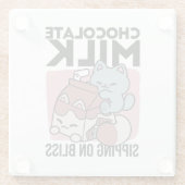 Kawaii Chocolate Milk Cat – Cozy Drink & Cuteness  Glasuntersetzer (Rückseite)