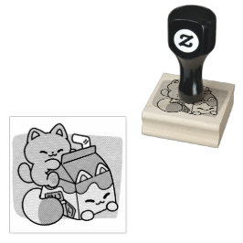 Kawaii Chocolate Milk Cat – Cozy Drink & Cuteness  Gummistempel