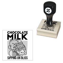 Kawaii Chocolate Milk Cat – Cozy Drink & Cuteness  Gummistempel