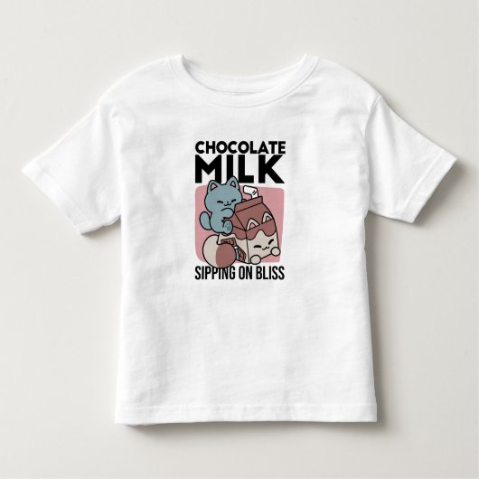 Kawaii Chocolate Milk Cat – Cozy Drink & Cuteness Kleinkind T-shirt (Vorderseite)