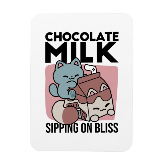 Kawaii Chocolate Milk Cat – Cozy Drink & Cuteness  Magnet (Vertikal)