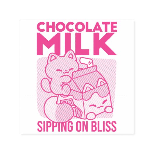 Kawaii Chocolate Milk Cat – Cozy Drink & Cuteness Permastempel (Design)
