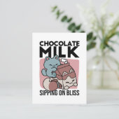 Kawaii Chocolate Milk Cat – Cozy Drink & Cuteness  Postkarte (Stehend Vorderseite)
