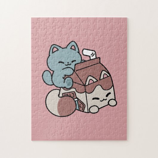 Kawaii Chocolate Milk Cat – Cozy Drink & Cuteness  Puzzle (Vertikal)