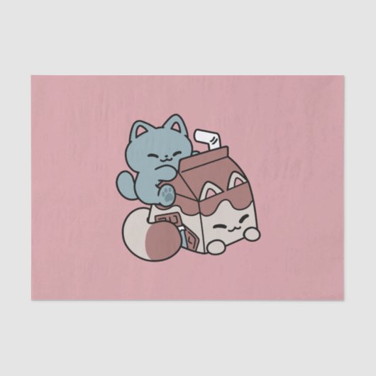 Kawaii Chocolate Milk Cat – Cozy Drink & Cuteness  Seidenpapier (Vorderseite)