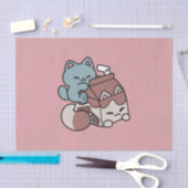 Kawaii Chocolate Milk Cat – Cozy Drink & Cuteness  Seidenpapier (Handwerk)