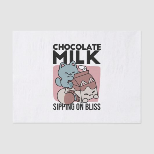 Kawaii Chocolate Milk Cat – Cozy Drink & Cuteness Seidenpapier (Vorderseite)