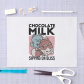 Kawaii Chocolate Milk Cat – Cozy Drink & Cuteness Seidenpapier (Handwerk)