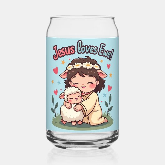 Kawaii Christlich "Jesus Lieben Ewe" Pasteldesign Dosenglas (Rückseite)