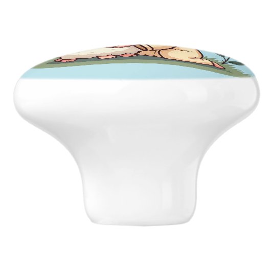 Kawaii Christlich "Jesus Lieben Ewe" Pasteldesign Keramikknauf (Seitenansicht)