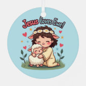 Kawaii Christlich "Jesus Lieben Ewe" Pasteldesign Ornament Aus Metall (Rückseite)