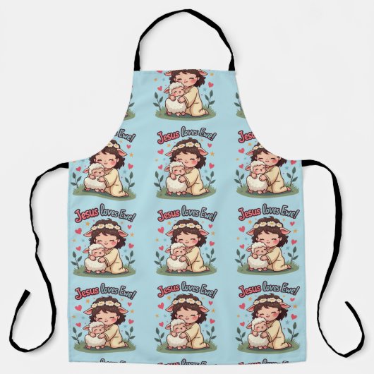 Kawaii Christlich "Jesus Lieben Ewe" Pasteldesign Schürze (Vorderseite)