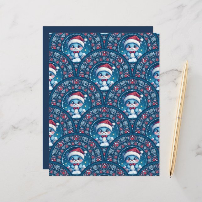 Kawaii Christmas Bear Mandala Deko Scale Scrapbook (Vorderseite/Rückseite Beispiel)