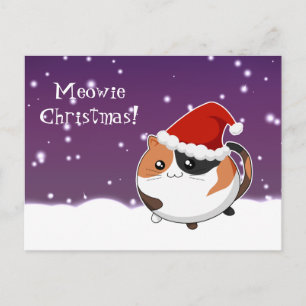 Kawaii christmas calico kitty cat feiertagspostkarte