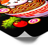 Kawaii Christmas Cat Ramen Christmas Tree Holiday Poster (Ecke)