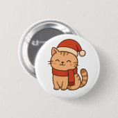 Kawaii Christmas Cat with Scarf Button (Vorne & Hinten)