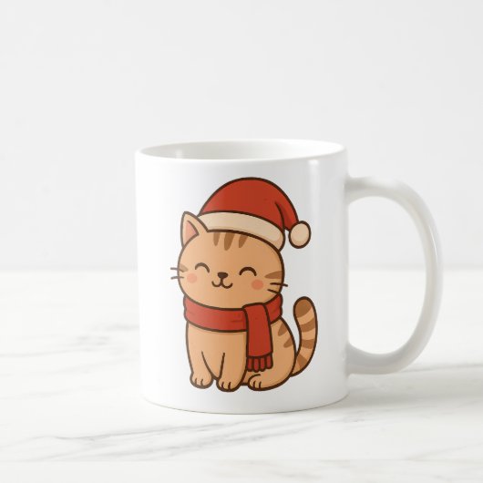 Kawaii Christmas Cat with Scarf Kaffeetasse (Rechts)